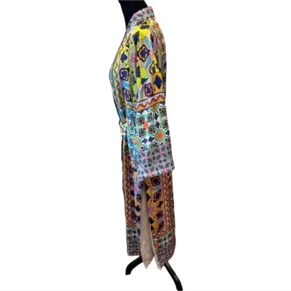 ZARA Printed  Belted Long Line‎ Open Front Kimono Robe Sz XS S M NEW! - Picture 13 of 16